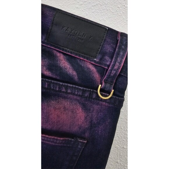 Kayden K Men's Skinny Jeans Comfort Stretch Slim 34 Distressed Tye-Dye Pants - Picture 7 of 11